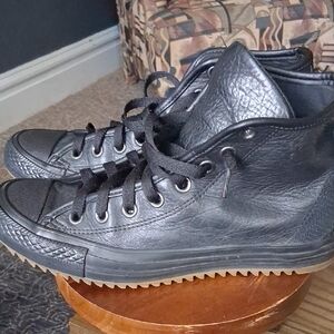 Converse Uniex Black High-Top Leather Sneakers